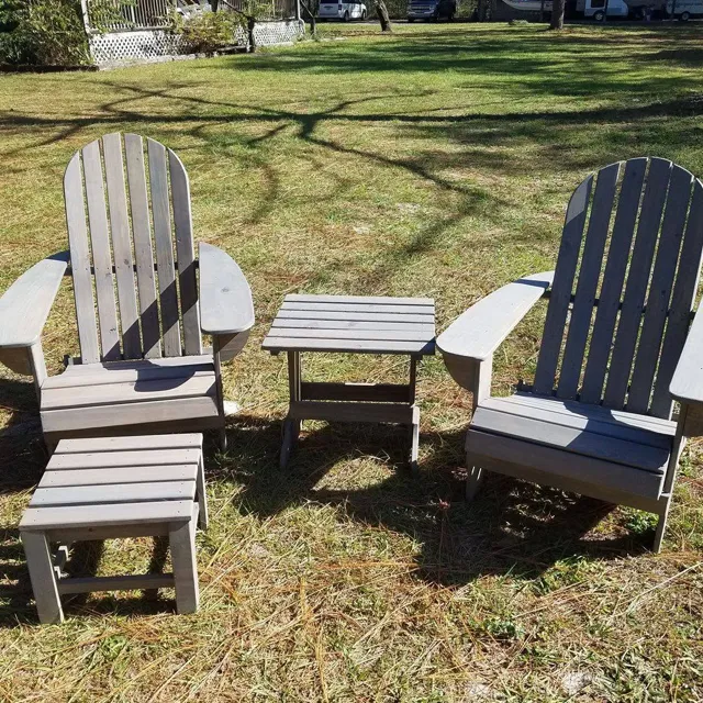 Adirondack chairs and table